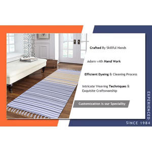 Alfombra de algodón puro bordada con diseño moderno a rayas hecha a mano, tamaño personalizado para uso en dormitorio o baño, técnicas tejidas, gran oferta - Product Image 6