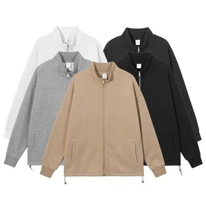 Sweat à capuche élastique à ourlet ample pour l'hiver en tissu épais impression personnalisée surpiqûres supplémentaires veste à capuche - Product Image 4