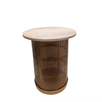 Table basse ronde longue en aluminium couleur or, style traditionnel, hauteur réglable, meubles de salon, Azora Industries