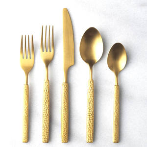 Bright Gold Cutlery Flatware Set Royal Design Dining Cutlery Set <b>Golden</b> Rectangular Flat <b>Bar</b> Handmade Handle Luxury Cutlery Set - Product Image 2