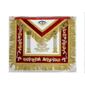 MASONIC PAST MASTER Apron Handmade Red Velvet With Gold Bullion thread gift for him Masonic Past Master Apron Premium