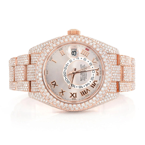 Montre à quartz ronde en acier inoxydable OEM ODM, style hip-hop, personnalisée avec diamants en moissanite, entièrement sertie, cadran en verre - Product Image 1