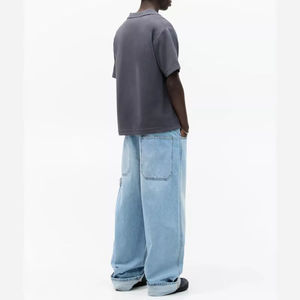 Logotipo personalizado libre de impuestos de EE. UU. Casual 180g poliéster/lona de algodón gótico de gran tamaño manga corta Color sólido cuello en V para hombre para camisas - Product Image 3