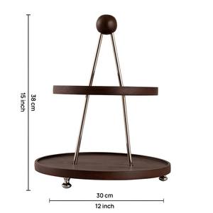 Support de service à deux niveaux en bois et en métal de qualité supérieure avec un design élégant, parfait pour les desserts, les collations, une présentation moderne pour la maison et les fêtes - Product Image 5