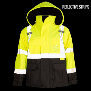 Vestes haute visibilité couleur noire et jaune imperméable forte demande pour les travailleurs de la construction Support de logo personnalisable - Product Image 6