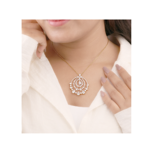 Sparkling Chandelier <b>Necklace</b> Gold Chain Pendant for Women Ideal Gift Jewelry - Product Image 3