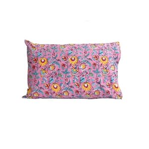 ปลอกหมอนอิงผ้าฝ้ายพิมพ์ลายดอกไม้ทำด้วยมือปลอกหมอนโซฟาสไตล์อินเดียแบบดั้งเดิมงานทำมือ - Product Image 1