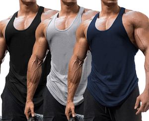 Lot de 3 débardeurs d'entraînement pour hommes Y-Back Muscle Tee Stringer Bodybuilding T-shirts sans manches - Product Image 1