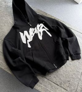 Sudadera con capucha de peso pesado Vintage de gran tamaño con estampado gráfico Streetwear estilo bordado técnica temporada de otoño de talla grande algodón pesado - Product Image 4