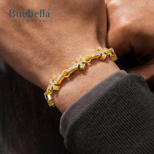 18K chapado en oro plata esterlina 925 11mm Micro Pave Infinity Cross Link Moissanite pulsera para hombres Hip Hop joyería - Product Image 2