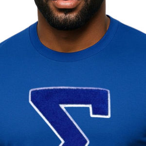 T-shirt en chenille à grandes lettres Sigma, bleu royal, coton, vie grecque, avec broderie de fraternité, vêtements Phi Beta Sigma pour hommes - Product Image 4