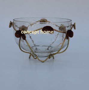 Bol à fruits jetable décoratif tendance, motifs de feuilles métalliques, support unique en acier inoxydable, écologique, sans BPA, pour servir des fruits - Product Image 6