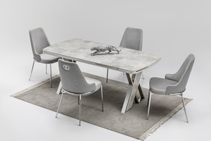 Juego de Comedor Convertible de Diseño Europeo de Lujo, Acero Inoxidable, Moderno y Extensible para Uso en Casa, Apartamento, Hotel o Villa - Product Image 2