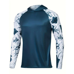 Camisas de pesca de manga larga personalizadas con capucha sublimación impresa UPF50 protección UV secado rápido poliéster rendimiento transpirable - Product Image 1