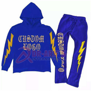 Venta al por mayor Hombres Patchwork Fleece 3D para Puff Imprimir Sudadera con capucha Pantalones de chándal a prueba de viento Invierno Gimnasio Ropa deportiva Conjunto de dos piezas Chándales - Product Image 1