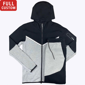 Nuovi pantaloni <span class=keywords><strong>sportivi</strong></span> da Jogging da palestra Fast Dry Fitness e felpa con cappuccio con cerniera <span class=keywords><strong>Set</strong></span> da uomo giacca da Jogger con Zip <span class=keywords><strong>Set</strong></span> sportivo per uomo - Product Image 1