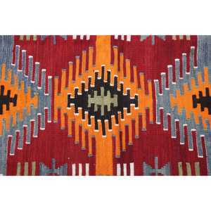 Turkish Vintage Area Rug 4.2x5.8 ft, <b>Red</b> <b>Wool</b> Rug - Product Image 3