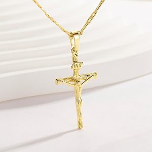 Collier Croix Vintage Plaqué Or 14K pour Femme Pendentif Crucifix 45cm - Product Image 5