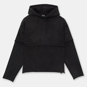 New Arrival Latest Style Men Acid Washed Double Sleeve Hoodie Best Streetwear Cotton Fleece Pullover Hoodie - Product Image 6