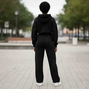Ensemble de jogging surdimensionné en coton tricoté respirant 100 % personnalisé OEM pour homme, sweat à capuche long zippé pour femme - Product Image 6