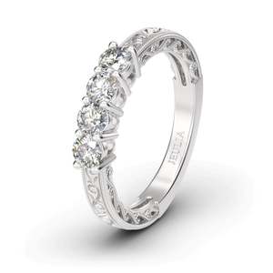 Jeulia Vintage Four-Stone Rose Gold Plated Stainless <b>Steel</b> Fashion <b>Ring</b> - Product Image 2