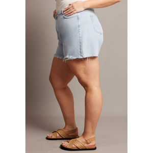 2025 OEM entretenu lavage léger grande taille femmes Denim Shorts respirant à la mode ourlet déchiré Style chaud Shorts pour femme - Product Image 3