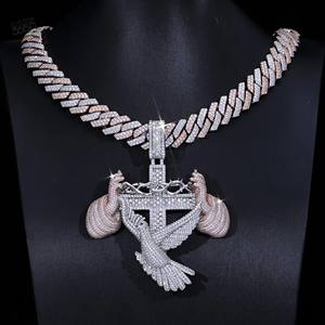 Pendentif Hip Hop pour homme en argent sterling 925 personnalisé fait à la main, serti de diamants ronds brillants en moissanite de clarté VVS - Product Image 2