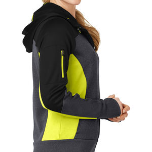 เสื้อฮู้ดแบบมีซิปขึ้นใหม่สำหรับผู้หญิงบริการ ODM เสื้อมีฮู้ดแบบบล็อกสี2024น้ำหนักเบาดีไซน์ของคุณมาใหม่ - Product Image 4