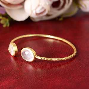 Latest Design <b>Boho</b> Gemstone Cuff <b>Boho</b> Brass Bangle for Women 18K Gold Plated Oval Open <b>Bracelet</b> for Wholesale OEM ODM - Product Image 5