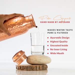 Bouteille d'eau en cuivre pur 34 OZ/1000 ML à succès – Bienfaits pour la santé, Ayurveda, Yoga – Bouteille d'eau en cuivre en gros - Product Image 2