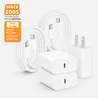 Chargeur mural USB-C en gros avec câble USB-C tressé vers USB-C, adaptateur de charge à prise US pour smartphones et tablettes