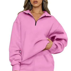 Nouveauté, survêtement de sport personnalisé de haute qualité pour femmes, ensemble 2 pièces, vêtements de sport, survêtement en coton avec fermeture éclair pour femmes - Product Image 6