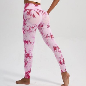 Free Sample High-Waist Tie Dye Printed Leggings for <b>Women</b> <b>Knitted</b> Fitness Yoga Pants with Customizable Logo - Product Image 3