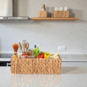ISLA Set of 3 Handwoven Hyacinth Rect Nestable Storage <b>Basket</b> Rect Organizer Trays for Home Hotel Retail <b>Display</b> OEM Wholesale - Product Image 1