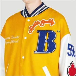 Chaqueta universitaria con estampado bordado personalizado para hombre, cuello levantado, estilo callejero, precio razonable a la venta - Product Image 6