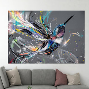 Art sur toile moderne et coloré : impression abstraite d'oiseau colibri, verre - Product Image 1