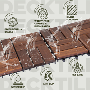 El proveedor de Vietnam ofrece azulejos de cubierta de madera de acacia entrelazados de diseño moderno 12 listones impermeables 1 año de garantía Balcón marrón - Product Image 2