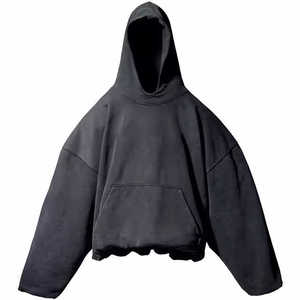Sweat à capuche d'hiver surdimensionné à double couche, poids lourd, 500 g/m², 100 % coton, sans cordon, épaules tombantes, personnalisé en usine - Product Image 1
