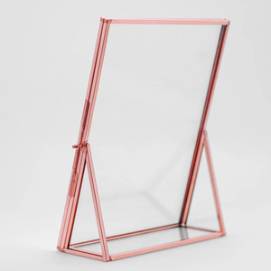 <b>Double</b> Glass Tabletop Desktop <b>Photo</b> <b>Frame</b> Metal Border Copper Finished Clear Glass Picture Leaf <b>Photo</b> <b>Frame</b> for Home & Office - Product Image 5