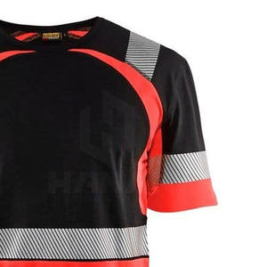 Camisetas de seguridad de alta visibilidad con mangas cortas que absorben la humedad y tela impermeable para trabajos al aire libre OEM disponible - Product Image 5