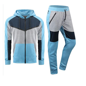 Chándal de gimnasio para hombre de alta calidad Sudadera con capucha y cremallera completa con estampado de lana en contraste Traje de jogging a precio competitivo - Product Image 6