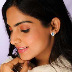 Pendientes de moda Marquesa Azul zafiro dorado - Product Image 1