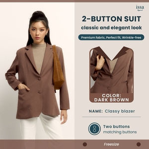 Classy Issa Blazer para mujer Premium Ivy Fabric Print Pattern Elegancia Europea Comodidad Sofisticación Resistente a las arrugas No tejido - Product Image 4