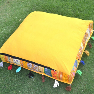 Funda de Cojín Cuadrada de Algodón 100% con Diseño Tribal Bohemio Hippie, Hecha a Mano, Decorativa para el Hogar, Estilo Banjara - Product Image 6