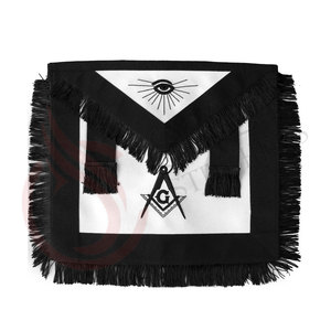 MASONIC MASTER MASON-delantal de cuero azul con flecos, bordado a mano - Product Image 3