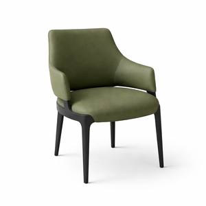 Modern Upholstered Dining <b>Chair</b> with <b>Wooden</b> Legs - Luxury Restaurant & Hotel Banquet Seating, Custom Fabric & Leather Options - Product Image 1