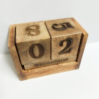 Calendrier de bureau en bois Art Déco gravé à la main, élégant, cadeau, 365 jours, respectueux de l'environnement, haute qualité, couleur naturelle, décoration