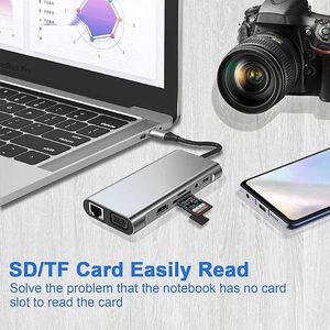 Hub USB-C 10 en 1 con Puerto de Pantalla 4K y Alimentación, Hub Tipo C 6 en 1 de Aluminio para Carga PD e Interfaz SD - Product Image 3