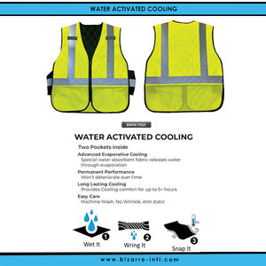 Gilet de refroidissement par évaporation fluorescent imperméable activé par l'eau, vêtements de travail haute visibilité, le porteur reste au frais, sec, respirant et confortable - Product Image 6