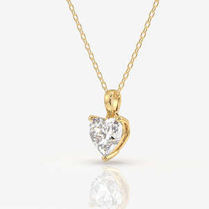 Pendentif solitaire en diamant de laboratoire taille cœur en or 18 carats, collier élégant et raffiné - Product Image 3